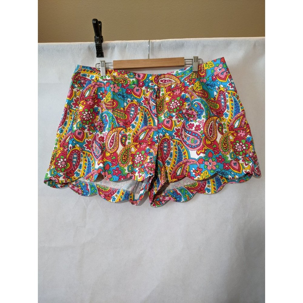 Attyre New York Multicolor Paisley Print Cotton-Blend Casual Shorts Size 18